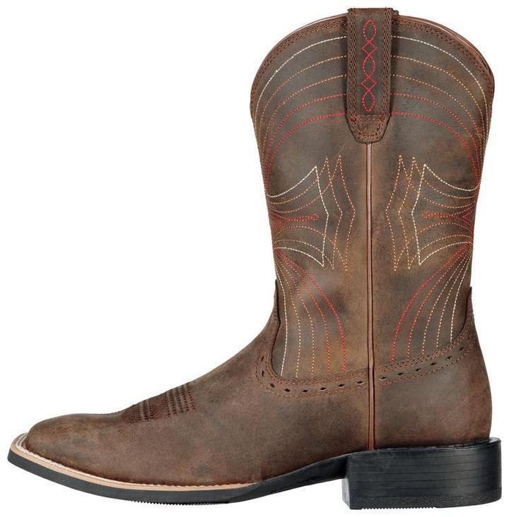 Ariat Mens Sport Wide Square Toe Western Boots (10010963) Distressed Brown