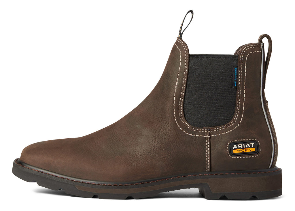 Ariat Mens Groundbreaker Chelsea Wide Square Toe H2O Western Boots (10038324) Dark Brown 