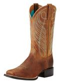 Ariat Womens Round Up Wide Square Toe Western Boots (10018528) Powder Brown
