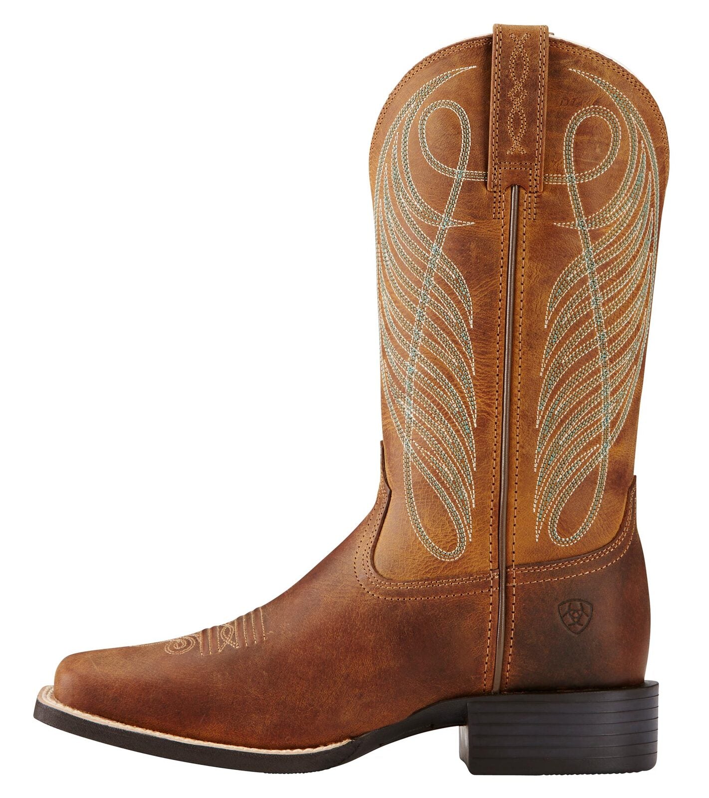 Ariat Womens Round Up Wide Square Toe Western Boots (10018528) Powder Brown