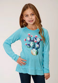 Roper Girls Five Star Knit L/S Tee (09513116) Solid Blue [SD]