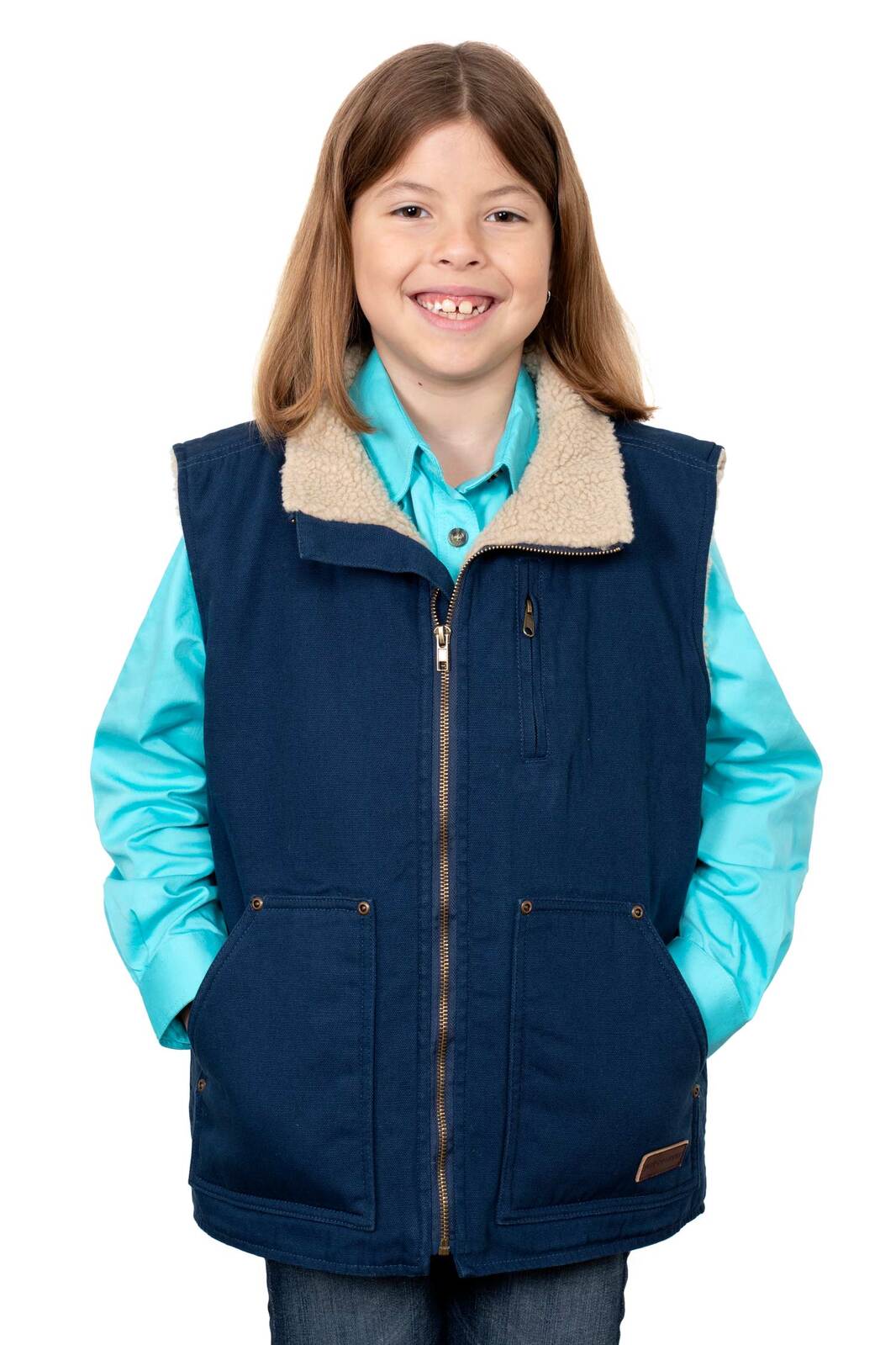 Just Country Childrens Diamantina Sherpa Vest (BWOV2302) Navy [AD]