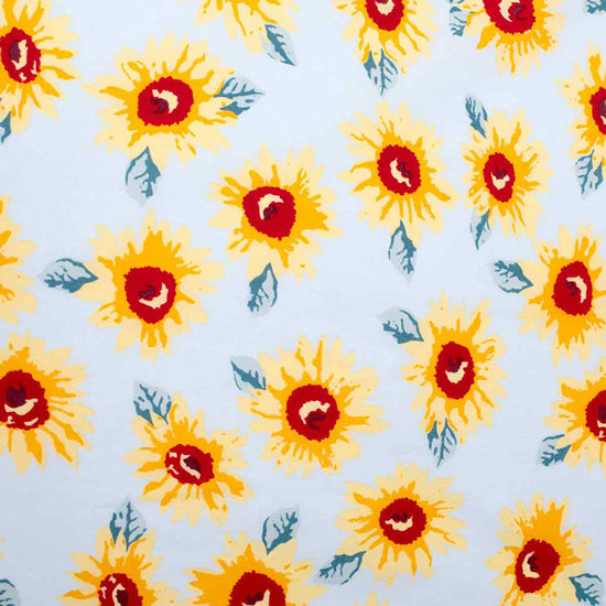 Just Country Girls Harper Half Button Print Shirt (GWLS2278) Ice Blue Sunflowers  [SD]