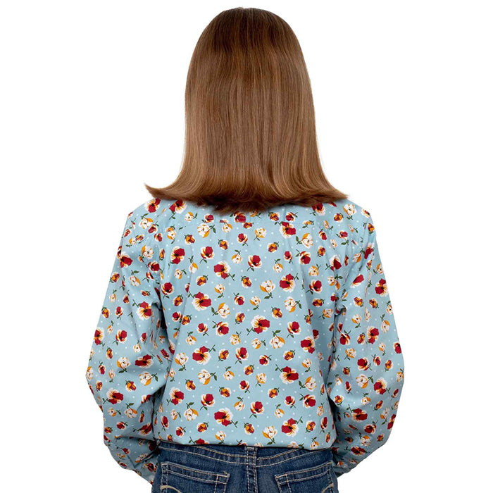 Just Country Girls Harper Half Button Print Shirt (GWLS2283) Sea Salt Poppy  [SD]