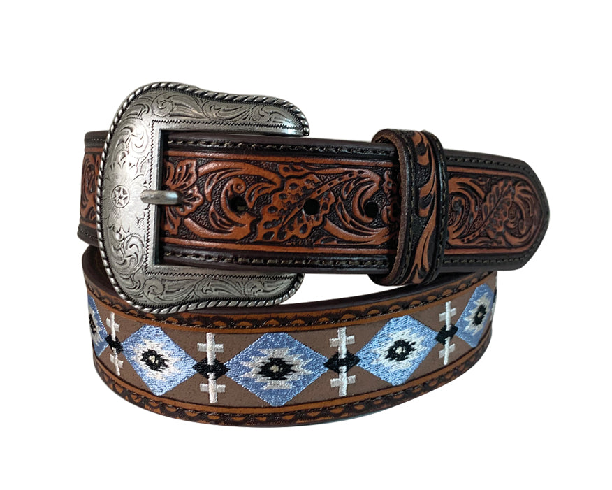 Roper Mens 1.5" Genuine Leather Horse Blanket Design Belt (8653500) Brown [SD]
