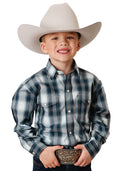 Roper Boys Amarillo Collection L/S Shirt (30278047) Plaid Blue [SD]