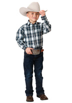 Roper Boys Amarillo Collection L/S Shirt (30278047) Plaid Blue [SD]