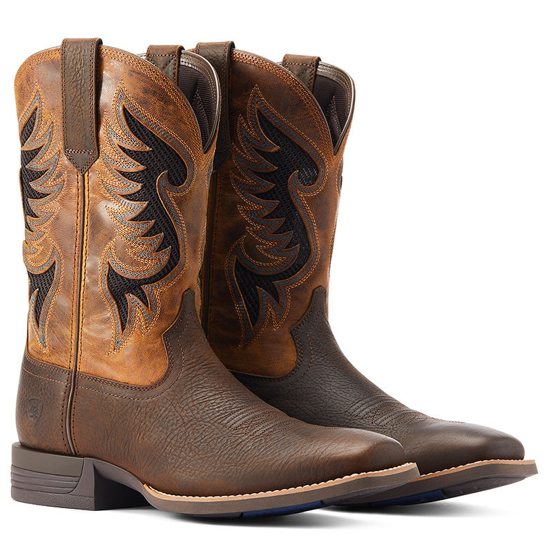 Ariat Mens Cowpuncher VentTEK Western Boots (10044573) Dark Brown /Golden Mustard [SD]