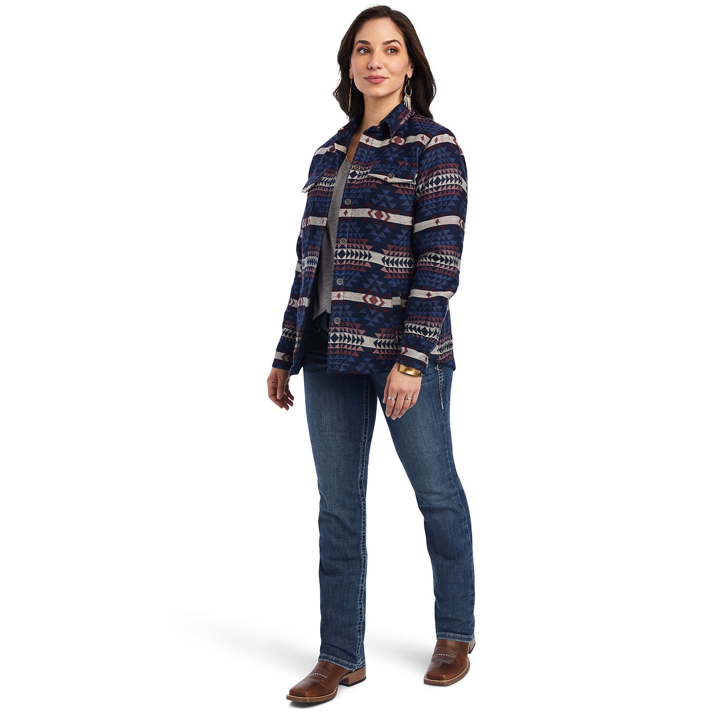 Ariat Womens R.E.A.L. Shacket Shirt Jacket (10041576) Mountain Peak Jacquard [SD]