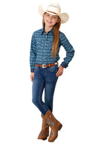 Roper Girls West Made Collection L/S Shirt (80064309) Print Blue [GD]