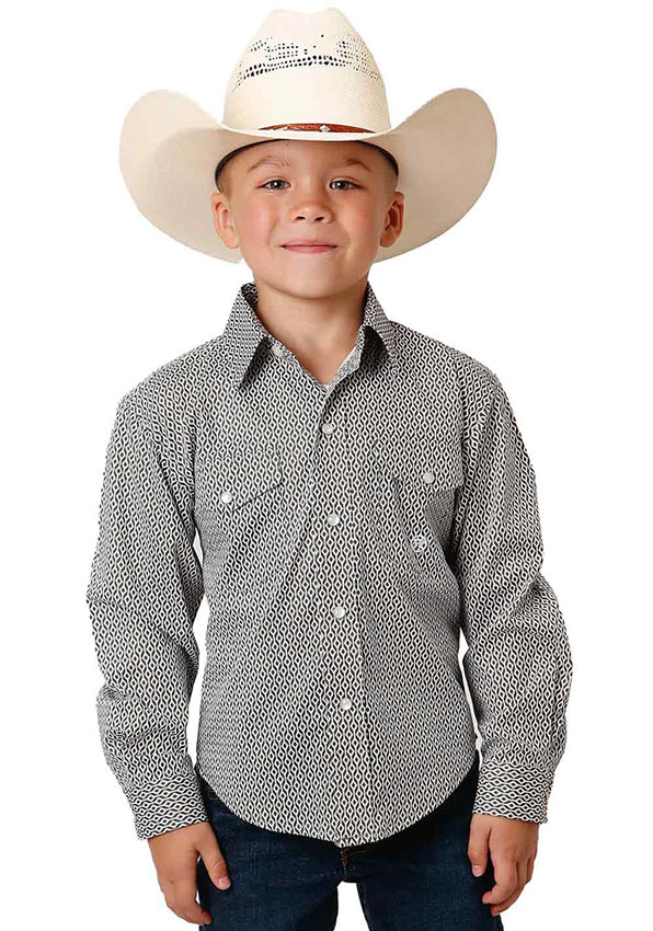 Roper Boys Amarillo Collection L/S Shirt (30225027) Print Green [GD]