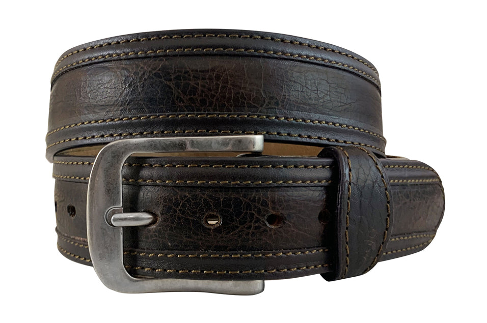 Roper Mens 1.1/2" Distressed American Bison Leather Belt (9561500C) Brown [SD]
