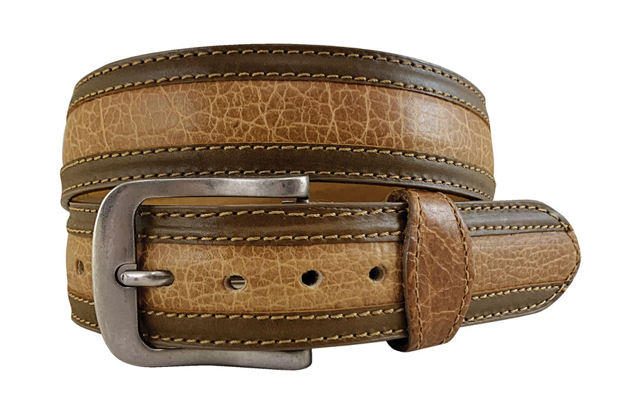 Roper Mens 1.1/2" Distressed American Bison Leather Belt (9561500H) Brown [SD]