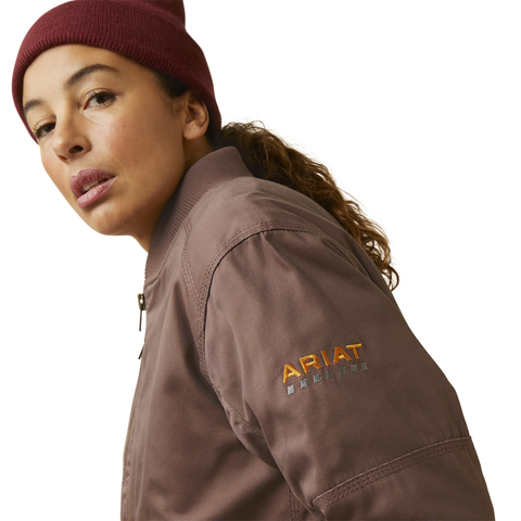 Ariat Womens Rebar Duracanvas Bomber Jacket (10046382) Peppercorn [GD]