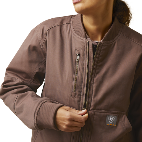 Ariat Womens Rebar Duracanvas Bomber Jacket (10046382) Peppercorn [GD]
