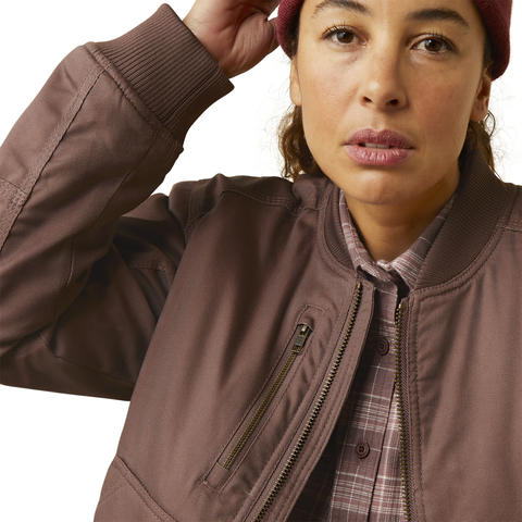 Ariat Womens Rebar Duracanvas Bomber Jacket (10046382) Peppercorn [GD]