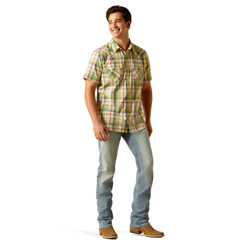 Ariat Mens Hinston Retro Snap S/S Shirt (10051307) Sandshell [SD]