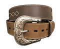 Roper Mens 1 1/2" Bridle Leather Western Stitch Design Belt (9536500) Brown [SD]