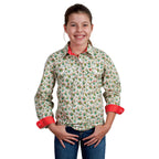 Just Country Girls Harper Half Button Print Shirt (GWLS2411) Cream Cactus [GD]