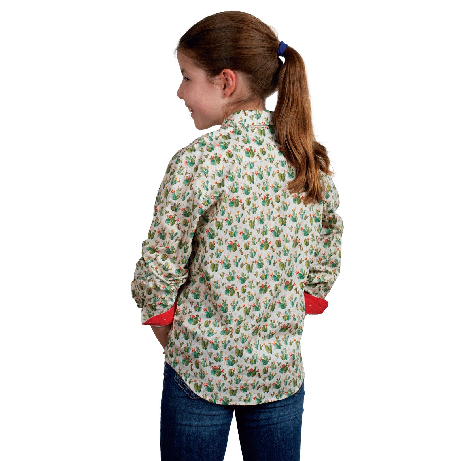 Just Country Girls Harper Half Button Print Shirt (GWLS2411) Cream Cactus [GD]