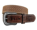 Roper Mens 1.1/2" Leather Basket Weave with Croc Embossed Tabs Belt (9571500) Brown [SD]