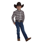 Roper Boys Amarillo Collection L/S Shirt (30378700) Plaid Brown