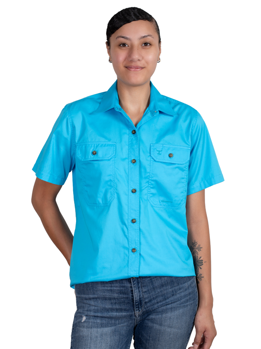 Just Country Womens Maggie S/S Full Button Work Shirt (50504SKY) Sky
