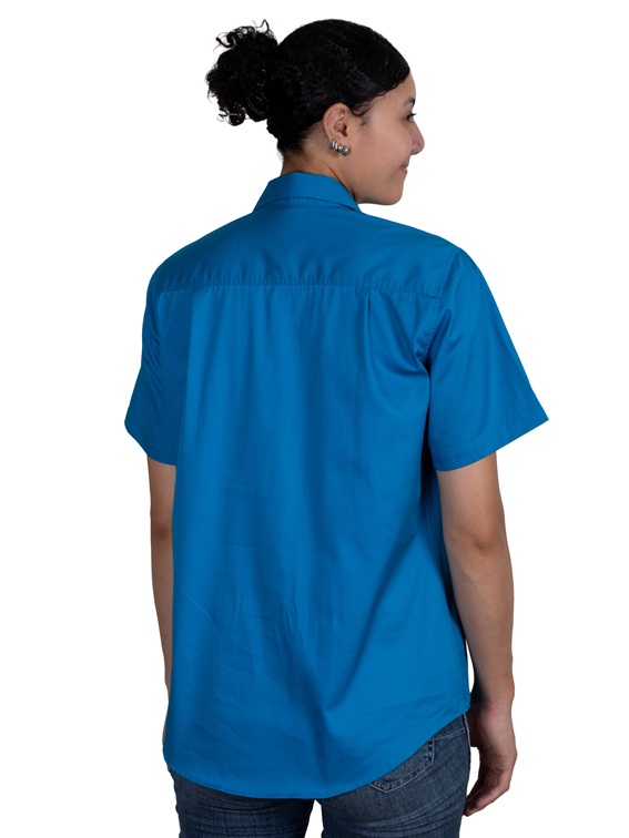 Just Country Womens Evie S/S Half Button Work Shirt (50506BJL) Blue Jewel