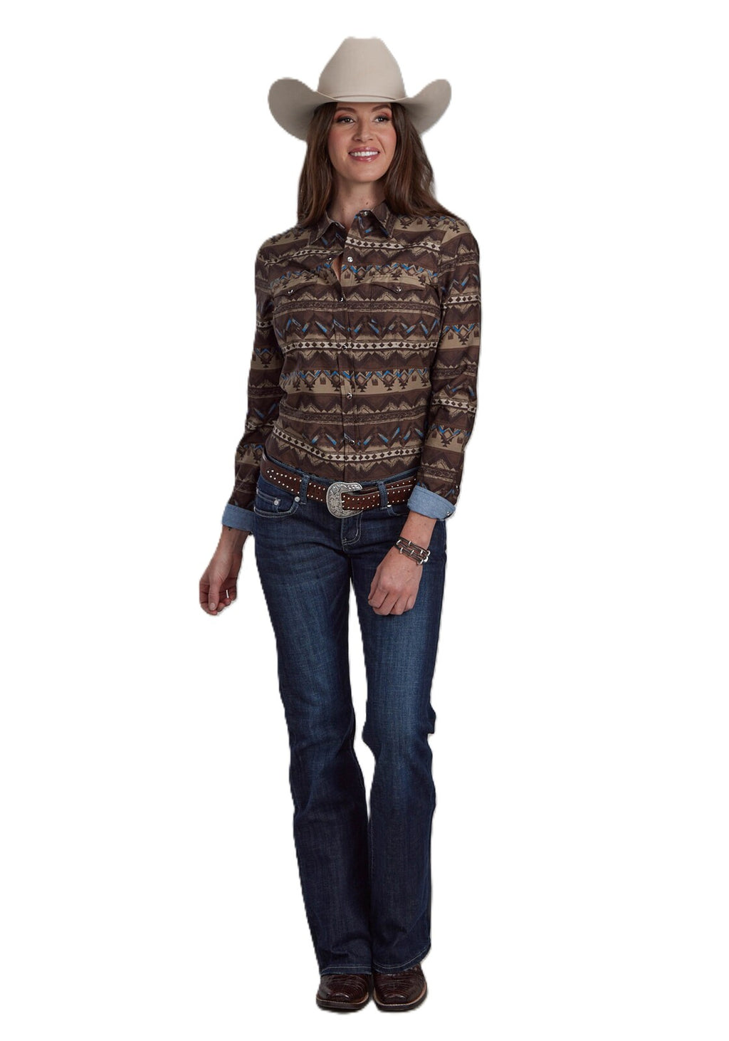 Roper Womens West Made Collection L/S Shirt (50067637) Print Brown [SD]