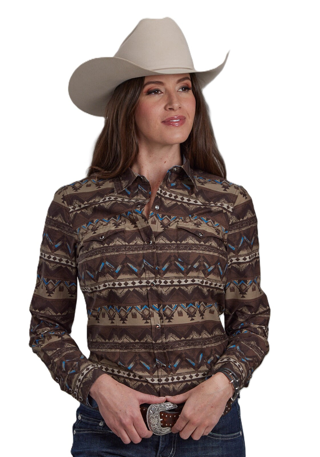 Roper Womens West Made Collection L/S Shirt (50067637) Print Brown [SD]