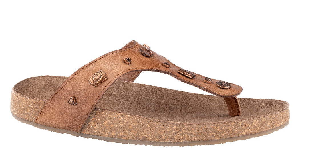 Roper Womens Miranda Thong Sandals (21607444) Tan Burnished Leather [SD]