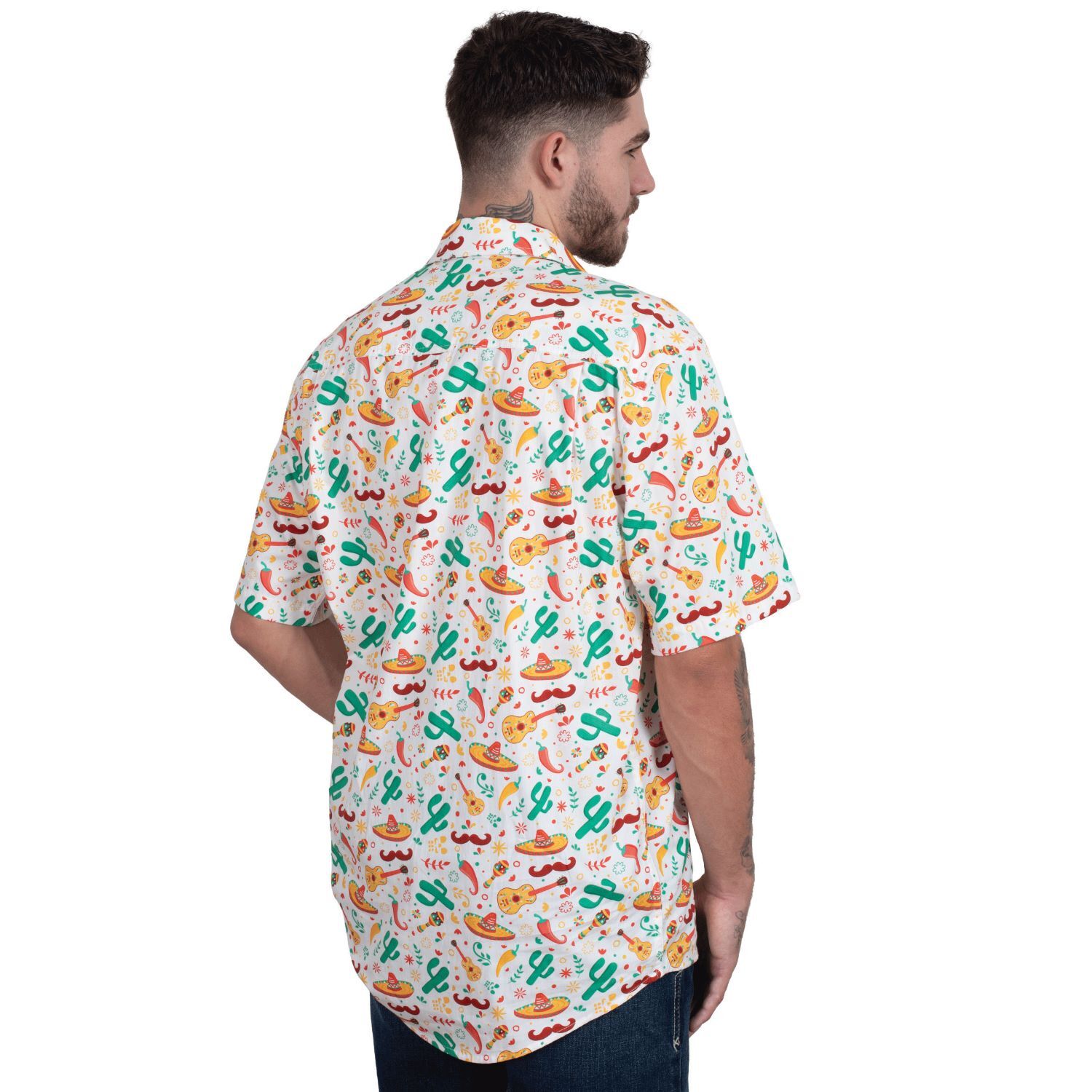 Just Country Mens Jordan S/S Full Button Print Shirt (MWSSR242) White Cactus/Chilli [SD]
