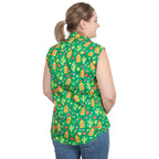 Just Country Womens Lilly Half Button Sleeveless Print Shirt (WWNSR241) Green Cactus [SD]