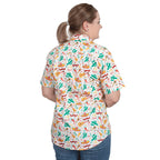 Just Country Womens Izzy S/S Full Button Print Shirt (WWSSR242) White Cactus/Chilli [SD]