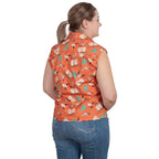 Just Country Womens Lilly Half Button Sleeveless Print Shirt (WWNSR243) Orange Western Boots [SD]