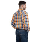 Just Country Mens Austin L/S Full Button Print Shirt (MWLS2493) Orange/Navy Plaid [SD]