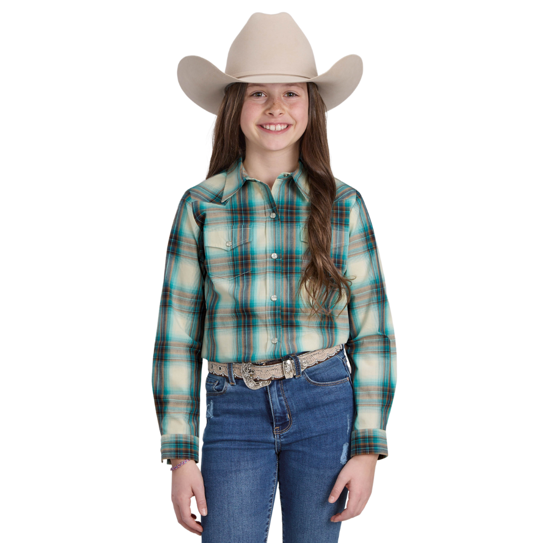 Roper Girls Amarillo Collection L/S Print (80278035) Plaid Brown [SD]