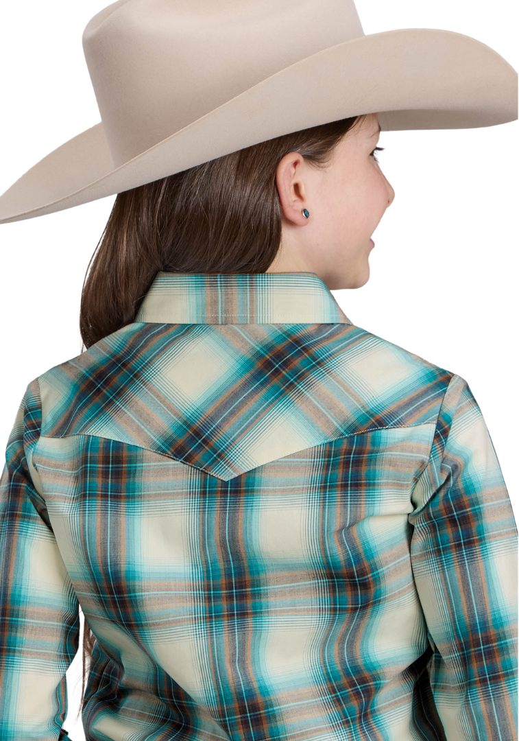 Roper Girls Amarillo Collection L/S Print (80278035) Plaid Brown [SD]