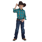 Roper Boys Amarillo Collection L/S Print (30278136) Plaid Green