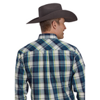 Roper Mens West Made Collection L/S Shirt (01062150) Plaid Blue