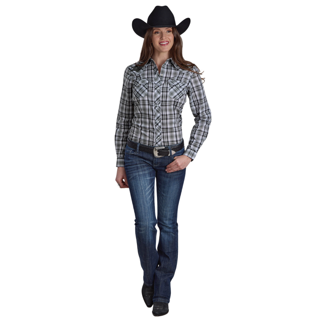 Roper Womens Karman Special Collection L/S Shirt (50016068) Plaid Grey [SD]