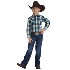 Roper Boys West Made Collection L/S Shirt (30062150) Plaid Blue