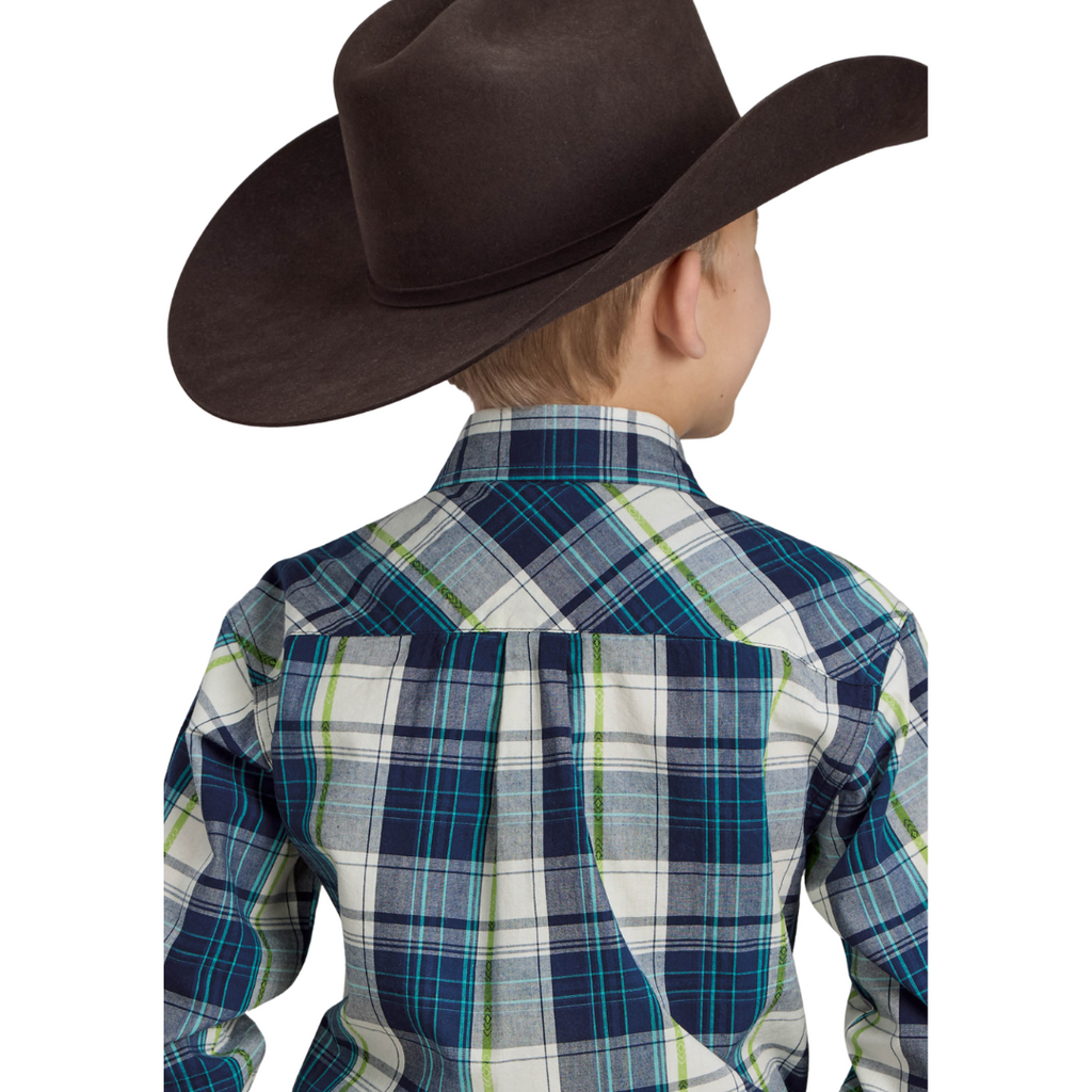 Roper Boys West Made Collection L/S Shirt (30062150) Plaid Blue