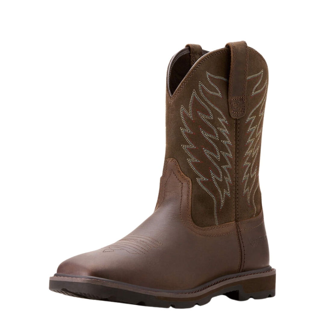 Ariat Work Range Mens Groundbreaker Wide Square Toe Western Boots (10020059) Brown