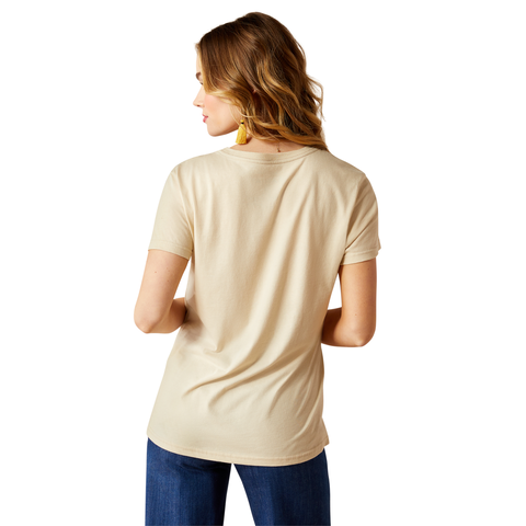 Ariat Womens Longhorn Watercolour S/S Tee (10054039) Natural [SD]