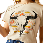 Ariat Womens Longhorn Watercolour S/S Tee (10054039) Natural [SD]