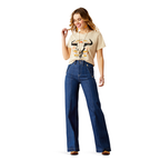 Ariat Womens Longhorn Watercolour S/S Tee (10054039) Natural [SD]
