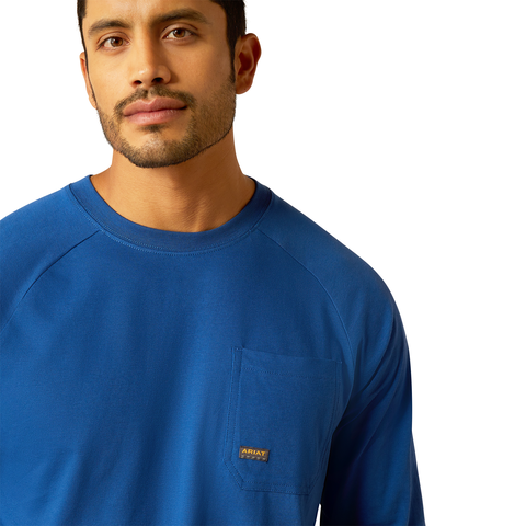 Ariat Mens Rebar Cotton Strong Roughneck L/S Tee (10052837) Glacier Blue [SD]