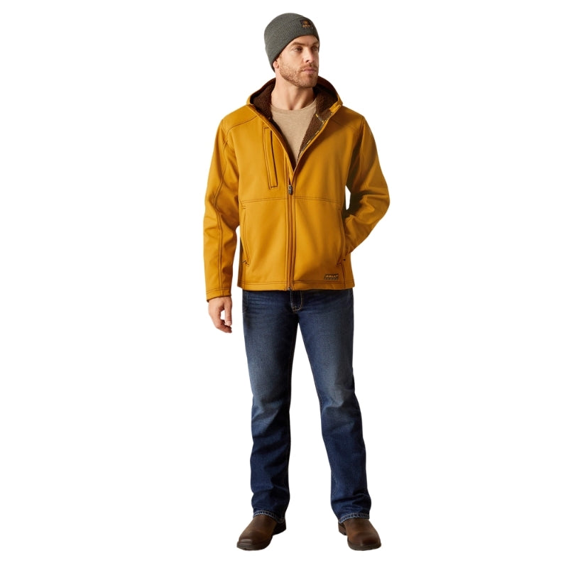 Ariat Mens Rebar Sherpa Stretch Canvas Softshell Jacket (10052430) Golden Brown