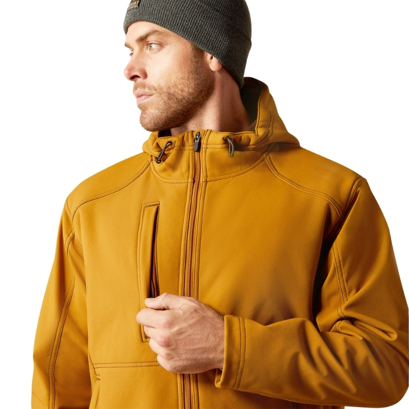 Ariat Mens Rebar Sherpa Stretch Canvas Softshell Jacket (10052430) Golden Brown